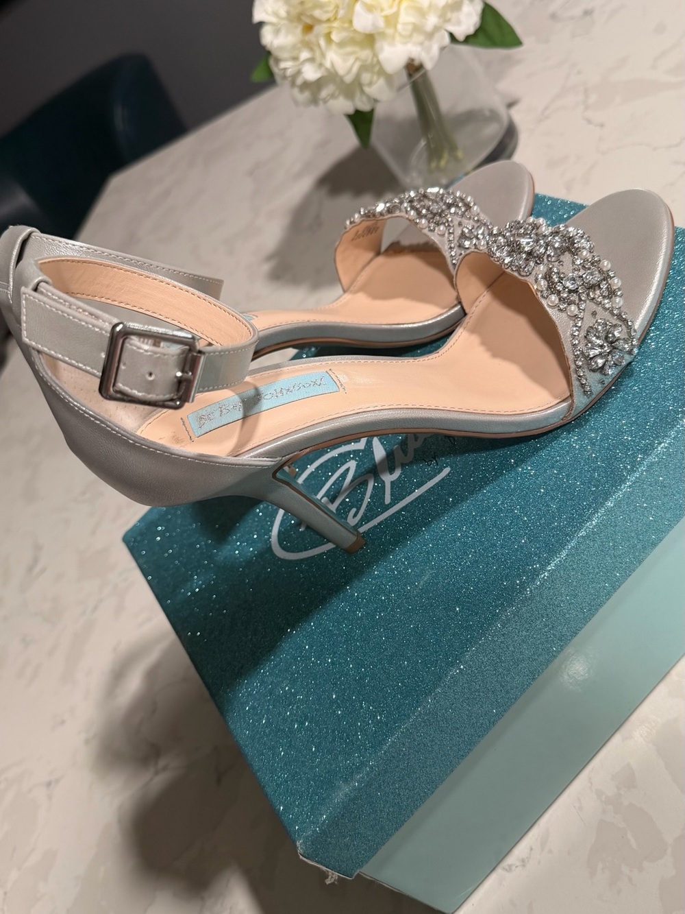 Elegant Silver Embellished Heels - Picture 12 of 14